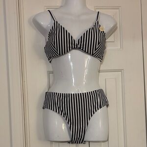 Black and White Striped Bikini-NWT